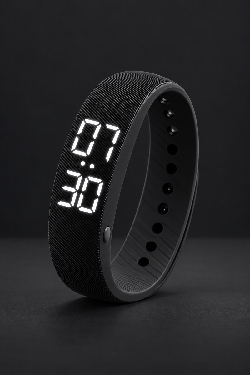 Somni Wake Band on dark charcoal background, 07:30 display